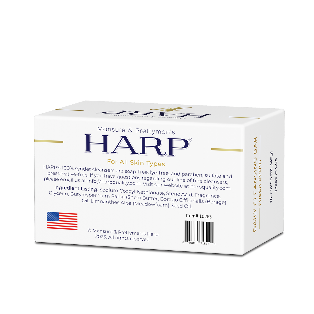 HARP® Fresh Sport Body Wash Bar – pH-Balanced, Soap-Free, 5 oz