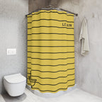 Le Bain Yellow Striped Shower Curtain — Minimalist French Bath Decor