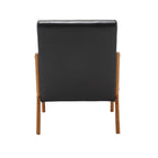 COOLMORE modern style chair, solid wood cushion lounge armchair with a pillow (black PU)