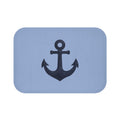 Nautical Anchor Bath Mat — Coastal Slate Blue Bathroom Rug