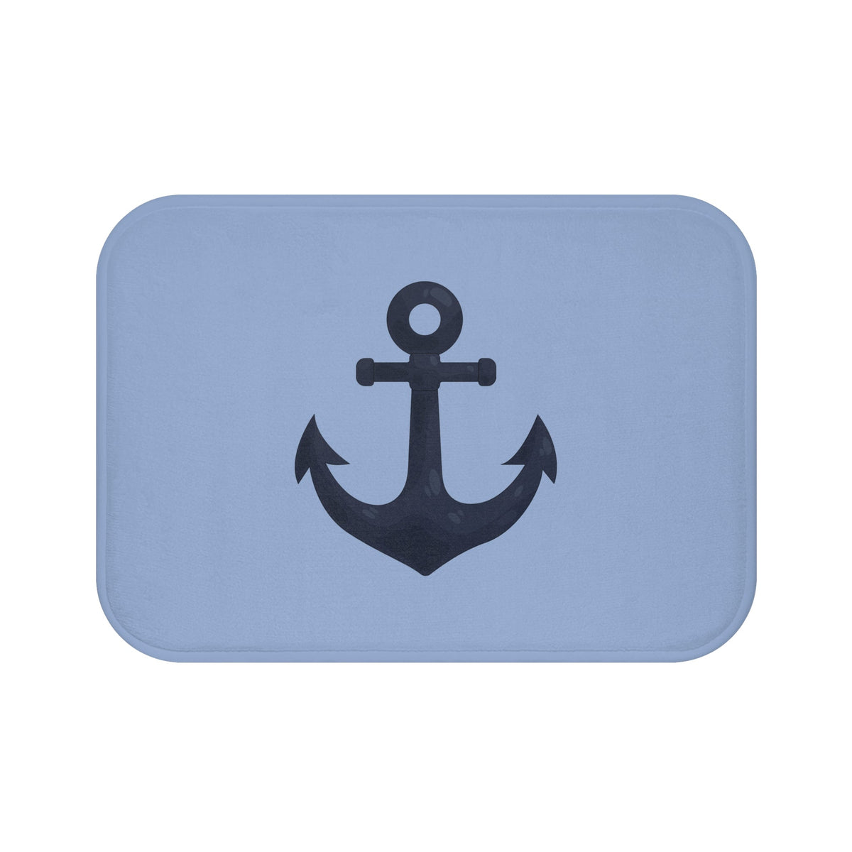 Nautical Anchor Bath Mat — Coastal Slate Blue Bathroom Rug