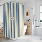 Le Bain Striped French Blue Shower Curtain | Nautical French Bathroom