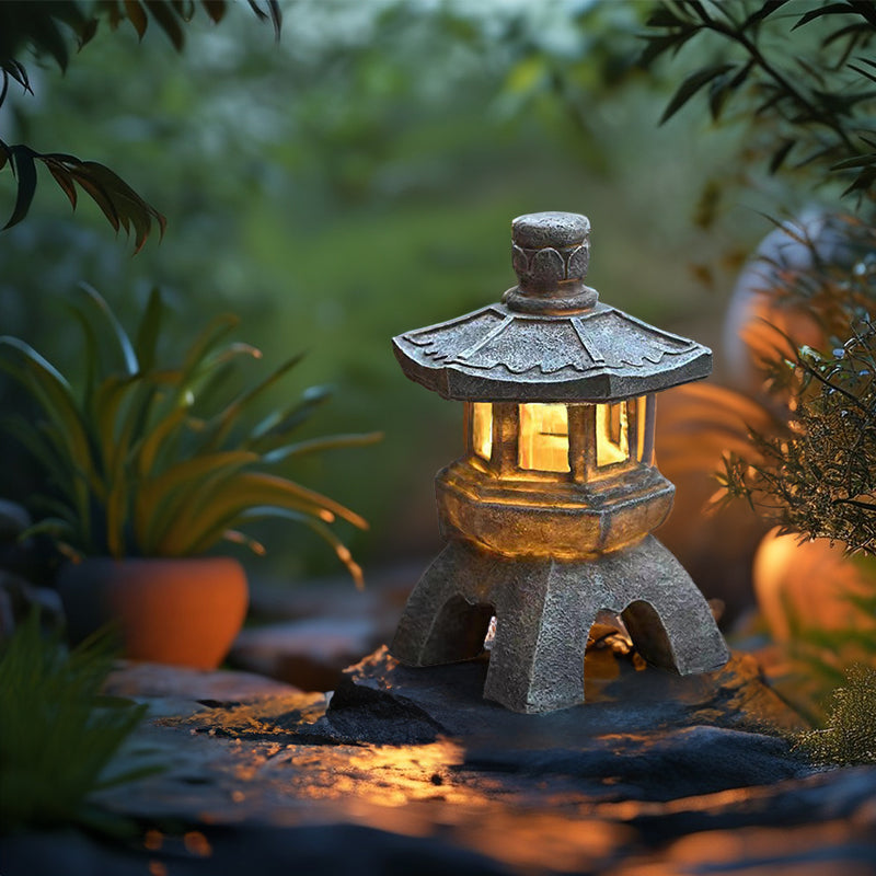 Solar-Powered Zen Garden Decor: Pagoda Lanterns & Statues