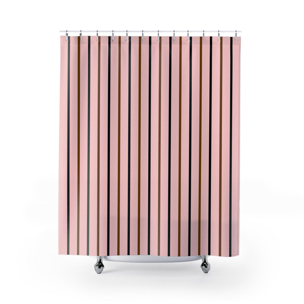 Sophisticated Pink Striped Shower Curtain — Modern Bath Accents