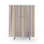 Playful 'SPLASH' Shower Curtain — Beige and Blue Modern Bath Curtain