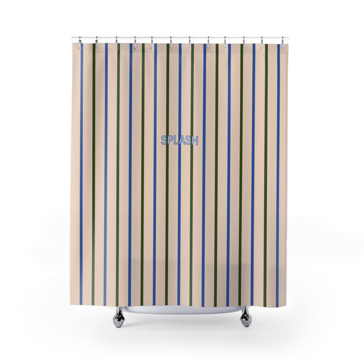 Playful 'SPLASH' Shower Curtain — Beige and Blue Modern Bath Curtain