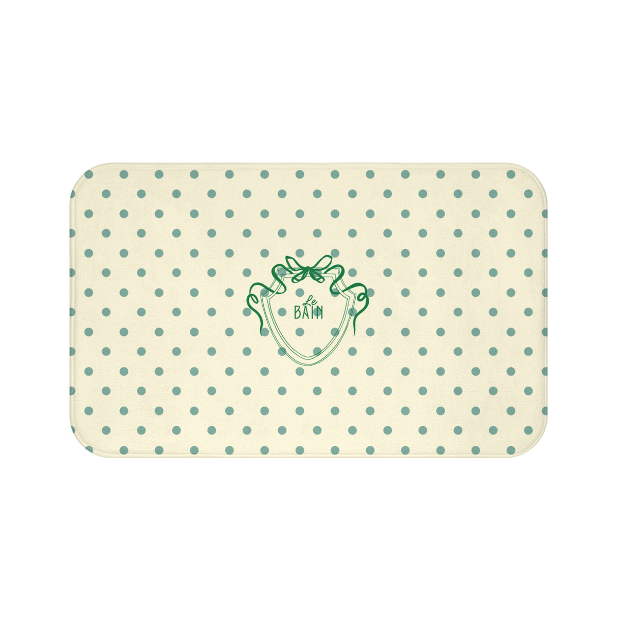 Polka Dot "Le Bain" Bath Mat — Cream & Sage Green Bathroom Rug