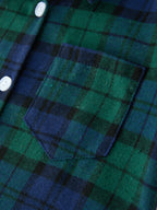 Christmas Boys Green & Navy Plaid Button Down Shirt