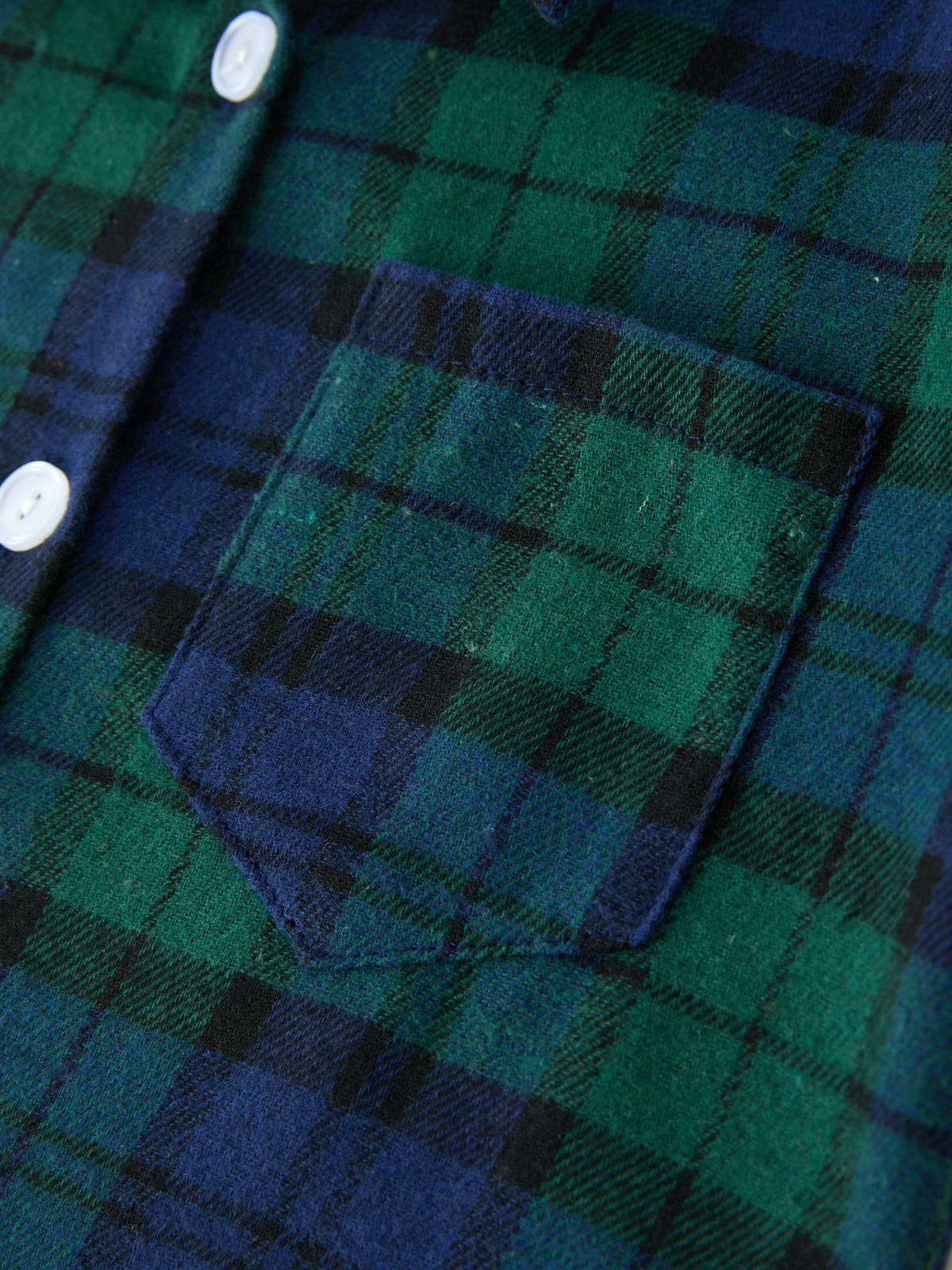 Christmas Boys Green & Navy Plaid Button Down Shirt
