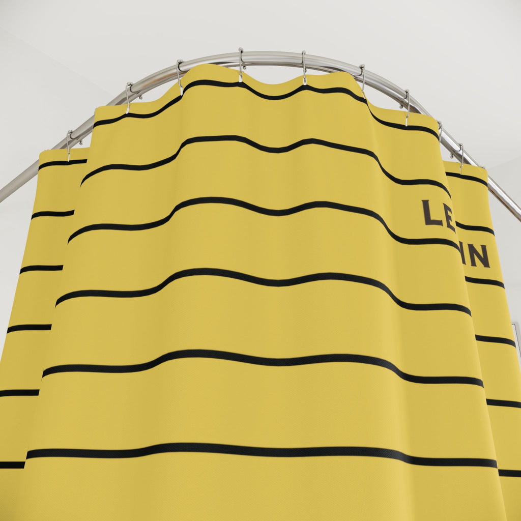 Le Bain Yellow Striped Shower Curtain — Minimalist French Bath Decor