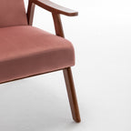Mid-Century Modern Chair, Living Room Chair with Solid Wood Frame, Accent Chair Extra-Thick Backrest, Wingback Chair for Bedroom