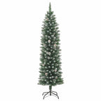 Artificial Slim Christmas Tree Green and White 59.06 in