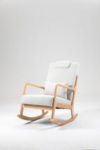 Rocking Chair Upholstered Fabric Rocking Armchair Indoor with High Backrest Glider Chairs and Lumbar Pillow for Living Room