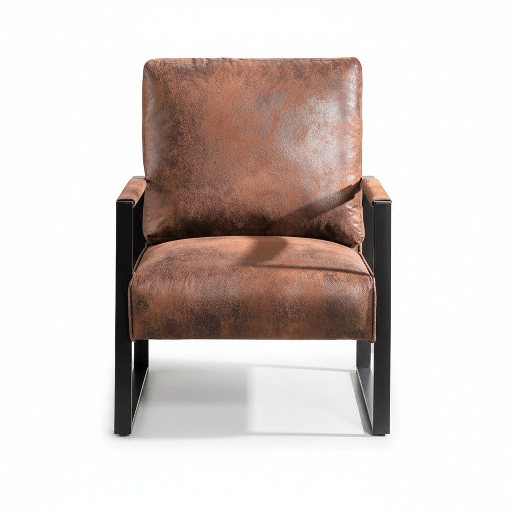 Accent Chair With Durable Square Frame, Armchair For Living Room - Brown