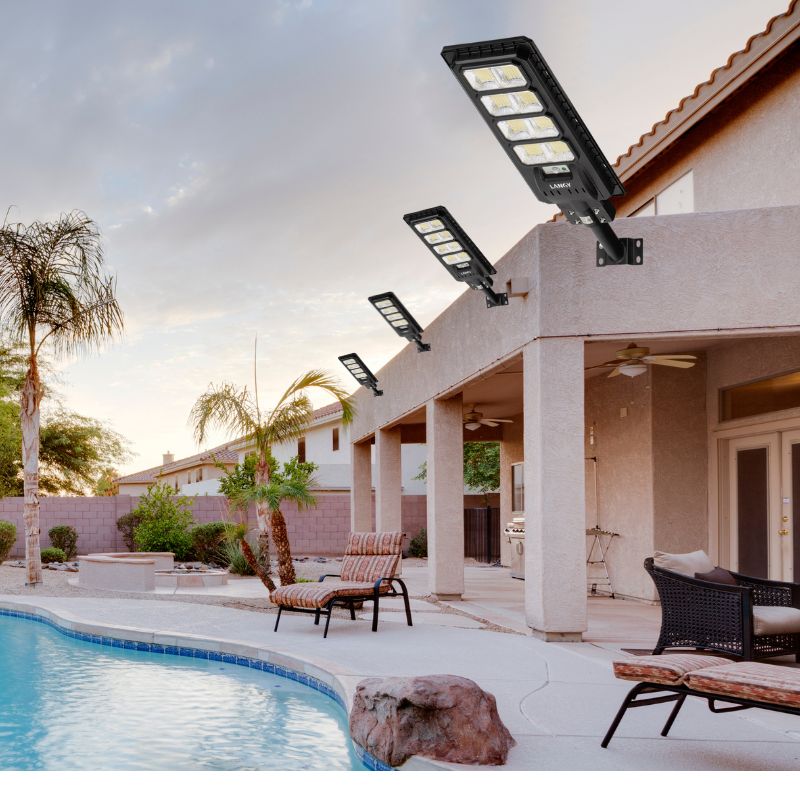 4 pack 200W solar street lights 25000 lumens
