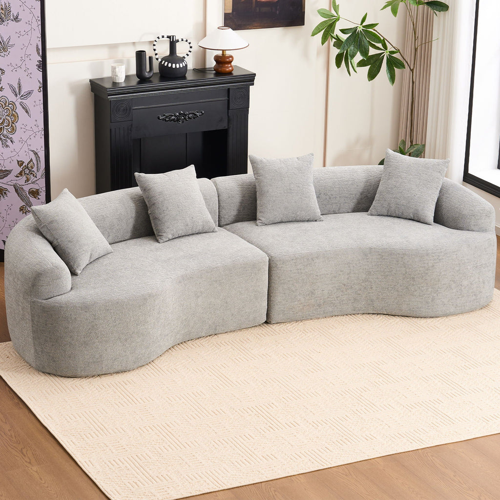 4 Seater Sofa With Fabric, 30D, 60 Hardness Full Sponge, 4 Pillow For Living Room, Home Furniture Sleeper Sectional Sofa For Apartment