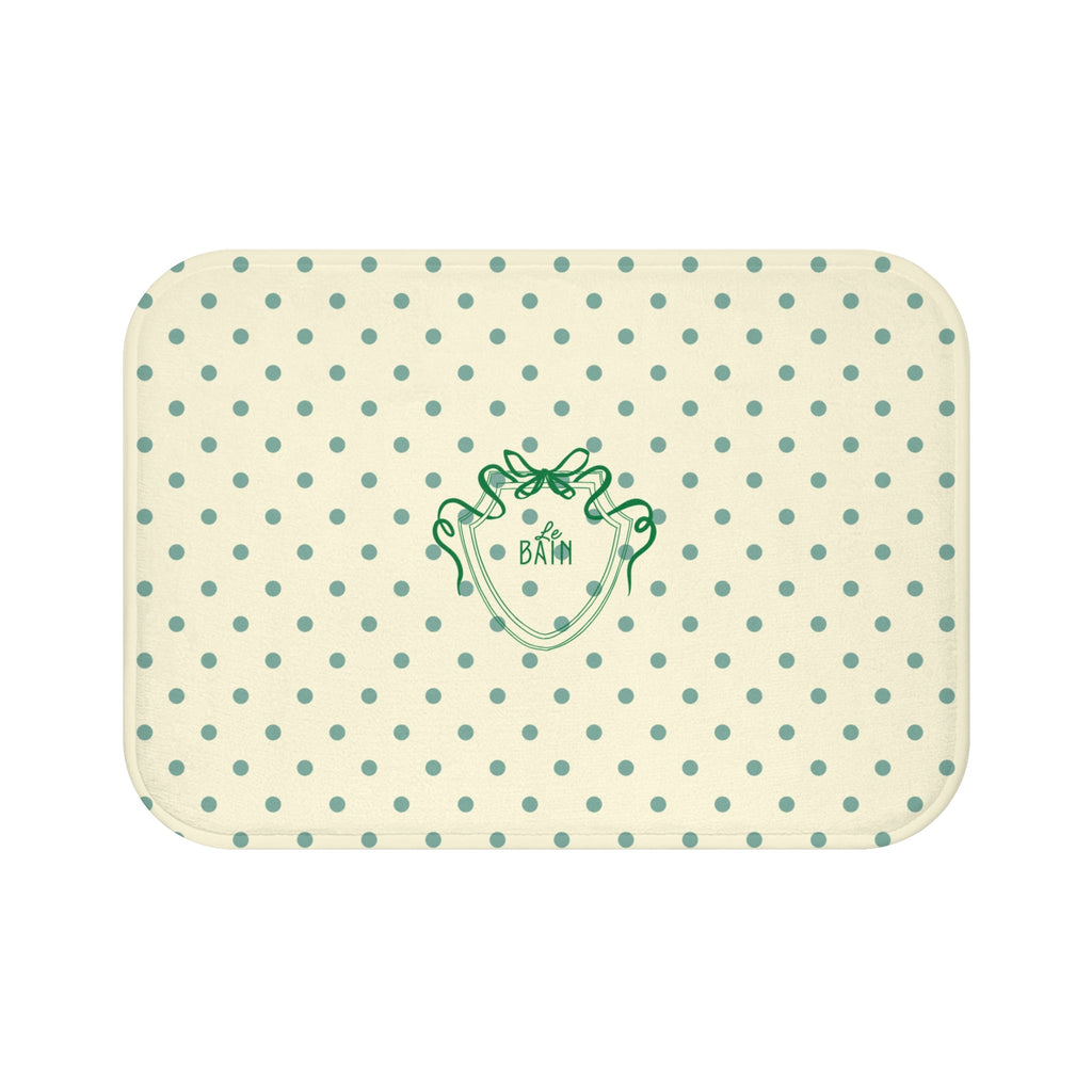 Polka Dot "Le Bain" Bath Mat — Cream & Sage Green Bathroom Rug