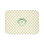 Polka Dot "Le Bain" Bath Mat — Cream & Sage Green Bathroom Rug