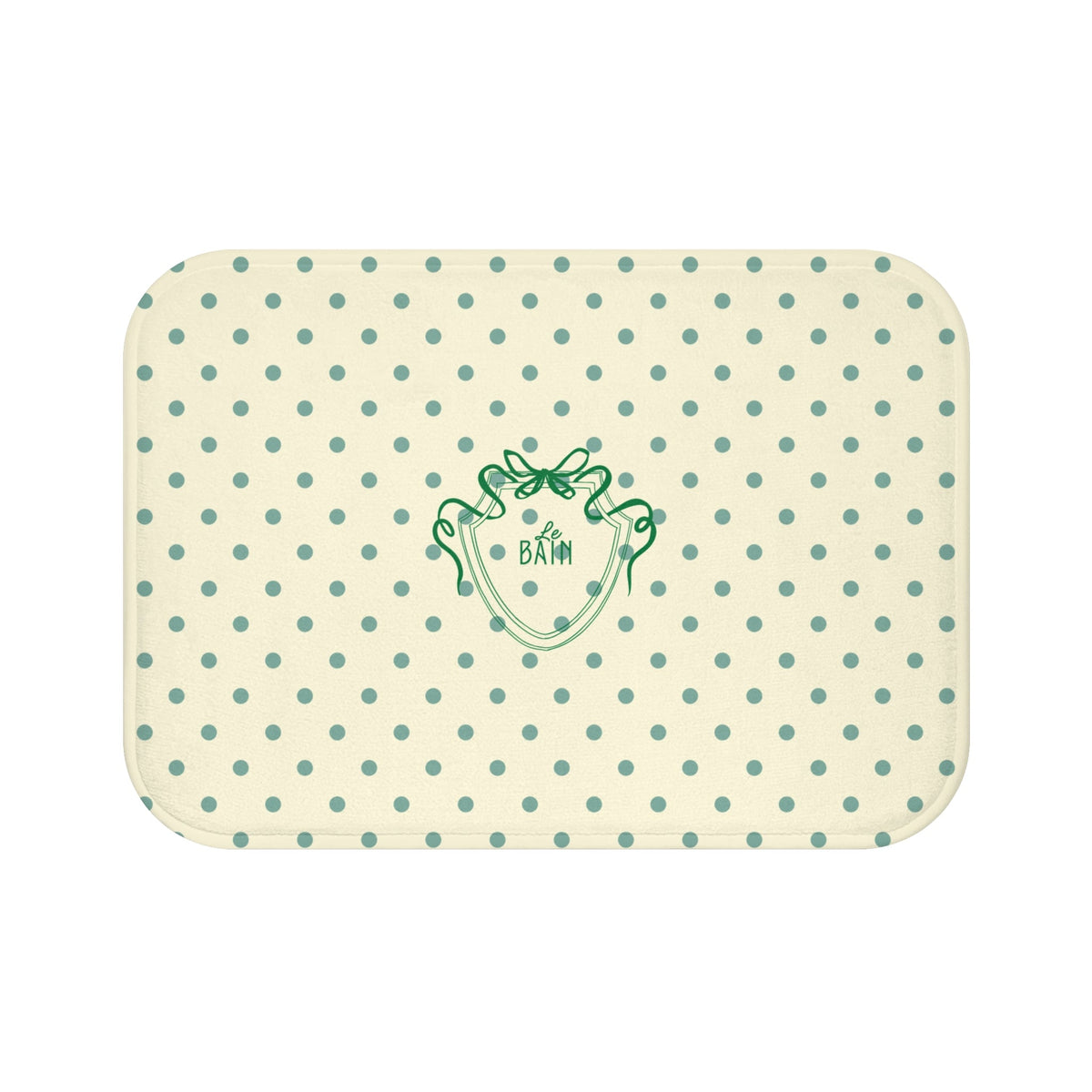 Polka Dot "Le Bain" Bath Mat — Cream & Sage Green Bathroom Rug