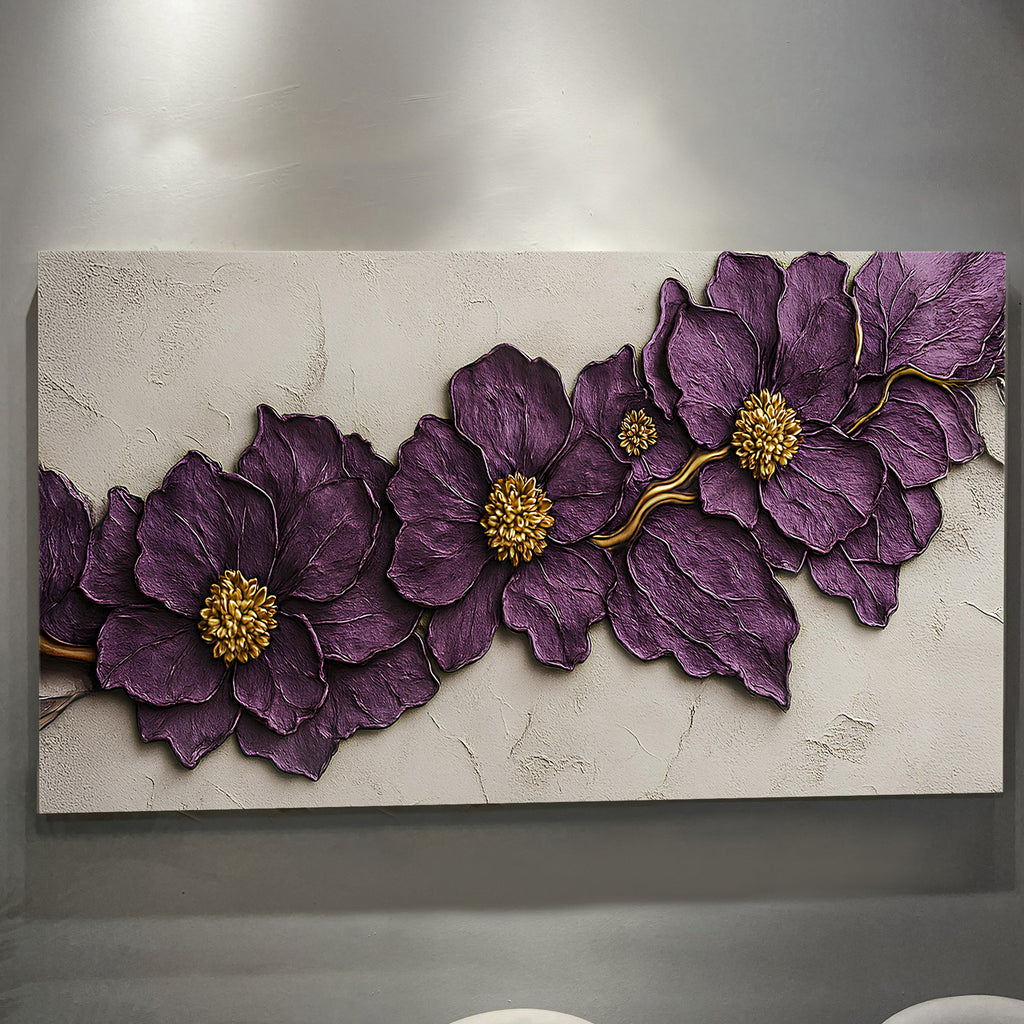 Purple Flower Plaster Wall Art