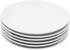 Miicol Ceramic Appetizer Plates Set of 6, White Dessert Plates 8 Inch, Small Dinner Plates, Modern Round Salad Plates, Porcelain Serving Dishes for Snack, Bread, Fruit, Microwave & Dishwasher Safe