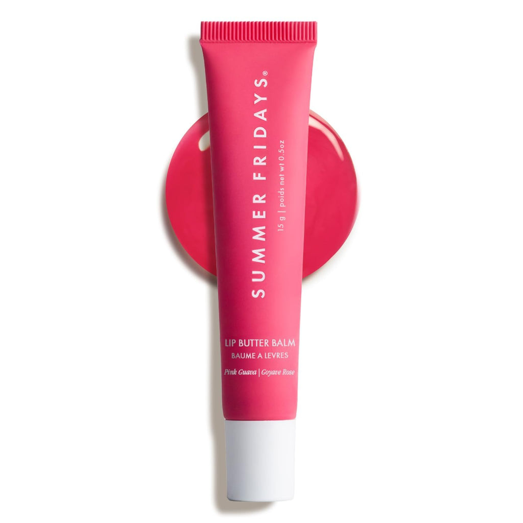Summer Fridays Lip Butter Balm - Moisturizing Lip Gloss for Instant Shine + Sheer Color - With Nourishing Shea Butter - Everyday Makeup + Skin Care Summer Essentials - Vegan - Pink Sugar (.5 Oz)