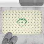 Polka Dot "Le Bain" Bath Mat — Cream & Sage Green Bathroom Rug