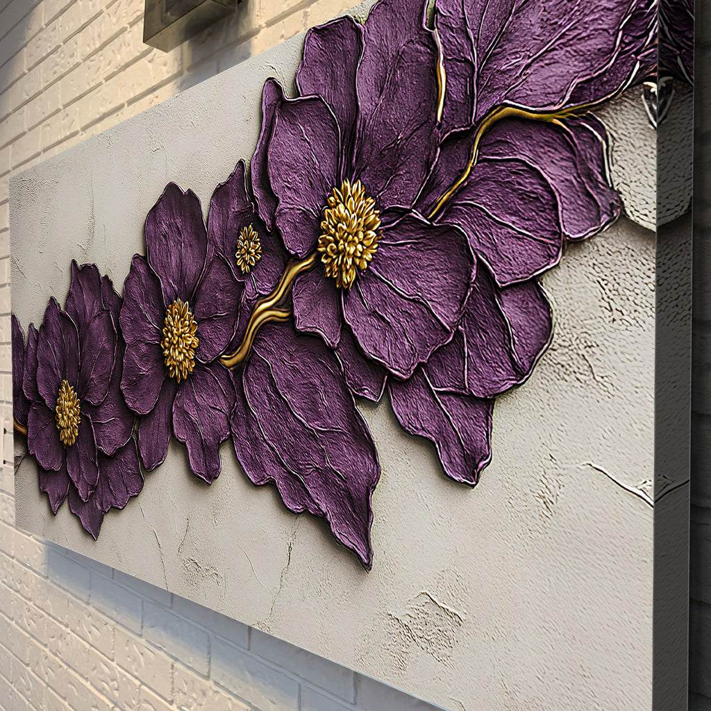 Purple Flower Plaster Wall Art