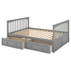 Full over Full Bunk Bed with Drawers, Convertible Beds  Gray