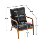 COOLMORE modern style chair, solid wood cushion lounge armchair with a pillow (black PU)
