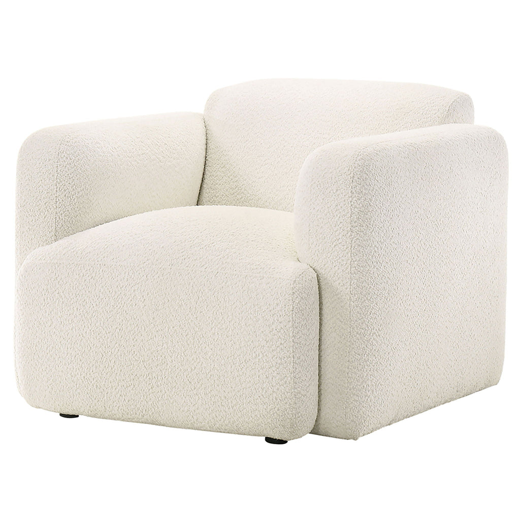Dorset Fabric Upholstered Round Track Arm Accent Chair White