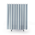 Pale Blue Stripe Shower Curtain – Coastal Modern Bathroom Decor