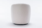 Teddy Fabric Swivel Accent Armchair Barrel Chair With Black Powder Coating Metal Ring Ivory White