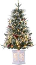 3 Ft Pre-Lit Christmas Tree, Artificial Christmas Trees with Lighting, Xmas Trees with 78 Led Lights, Christmas Decoration for Home, Office, Easy Assembly