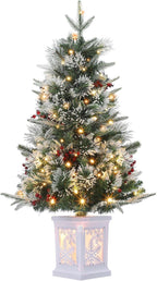 3 Ft Pre-Lit Christmas Tree, Artificial Christmas Trees with Lighting, Xmas Trees with 78 Led Lights, Christmas Decoration for Home, Office, Easy Assembly