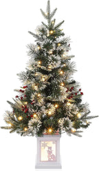 3 Ft Pre-Lit Christmas Tree, Artificial Christmas Trees with Lighting, Xmas Trees with 78 Led Lights, Christmas Decoration for Home, Office, Easy Assembly