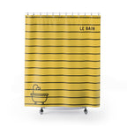 Le Bain Yellow Striped Shower Curtain — Minimalist French Bath Decor