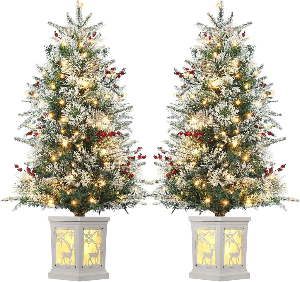 3 Ft Pre-Lit Christmas Tree, Artificial Christmas Trees with Lighting, Xmas Trees with 78 Led Lights, Christmas Decoration for Home, Office, Easy Assembly