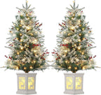 3 Ft Pre-Lit Christmas Tree, Artificial Christmas Trees with Lighting, Xmas Trees with 78 Led Lights, Christmas Decoration for Home, Office, Easy Assembly