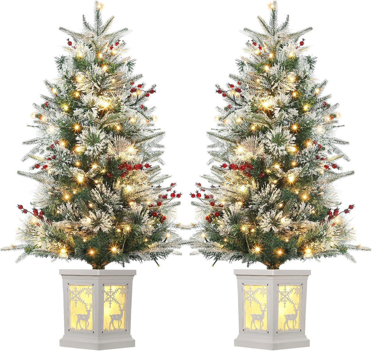3 Ft Pre-Lit Christmas Tree, Artificial Christmas Trees with Lighting, Xmas Trees with 78 Led Lights, Christmas Decoration for Home, Office, Easy Assembly