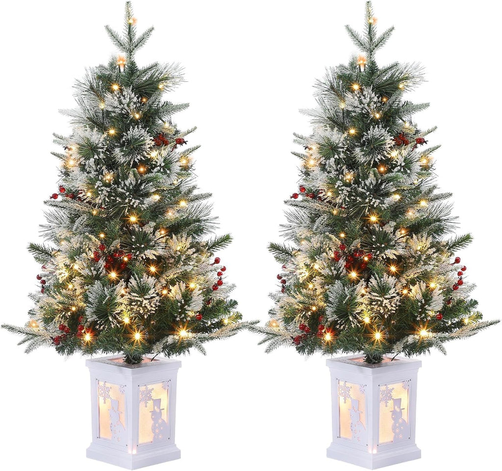 3 Ft Pre-Lit Christmas Tree, Artificial Christmas Trees with Lighting, Xmas Trees with 78 Led Lights, Christmas Decoration for Home, Office, Easy Assembly