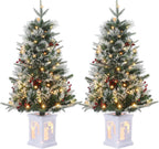 3 Ft Pre-Lit Christmas Tree, Artificial Christmas Trees with Lighting, Xmas Trees with 78 Led Lights, Christmas Decoration for Home, Office, Easy Assembly