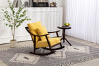 woven fabric Mid Century Modern Accent Chairs Comfy Upholstered Glider Arm Chair with Solid Wood for Living Room Bedroom Balcony