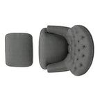 Modern grey fabric club chair and Ottoman set, stylish cushioned armchair, paired with Ottoman style