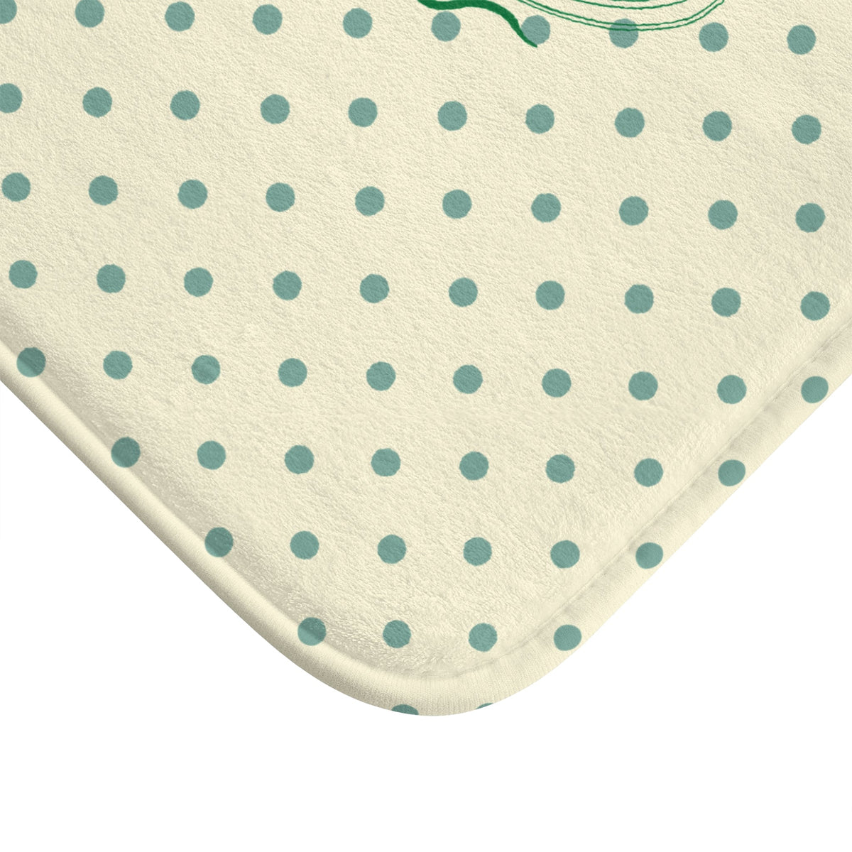 Polka Dot "Le Bain" Bath Mat — Cream & Sage Green Bathroom Rug