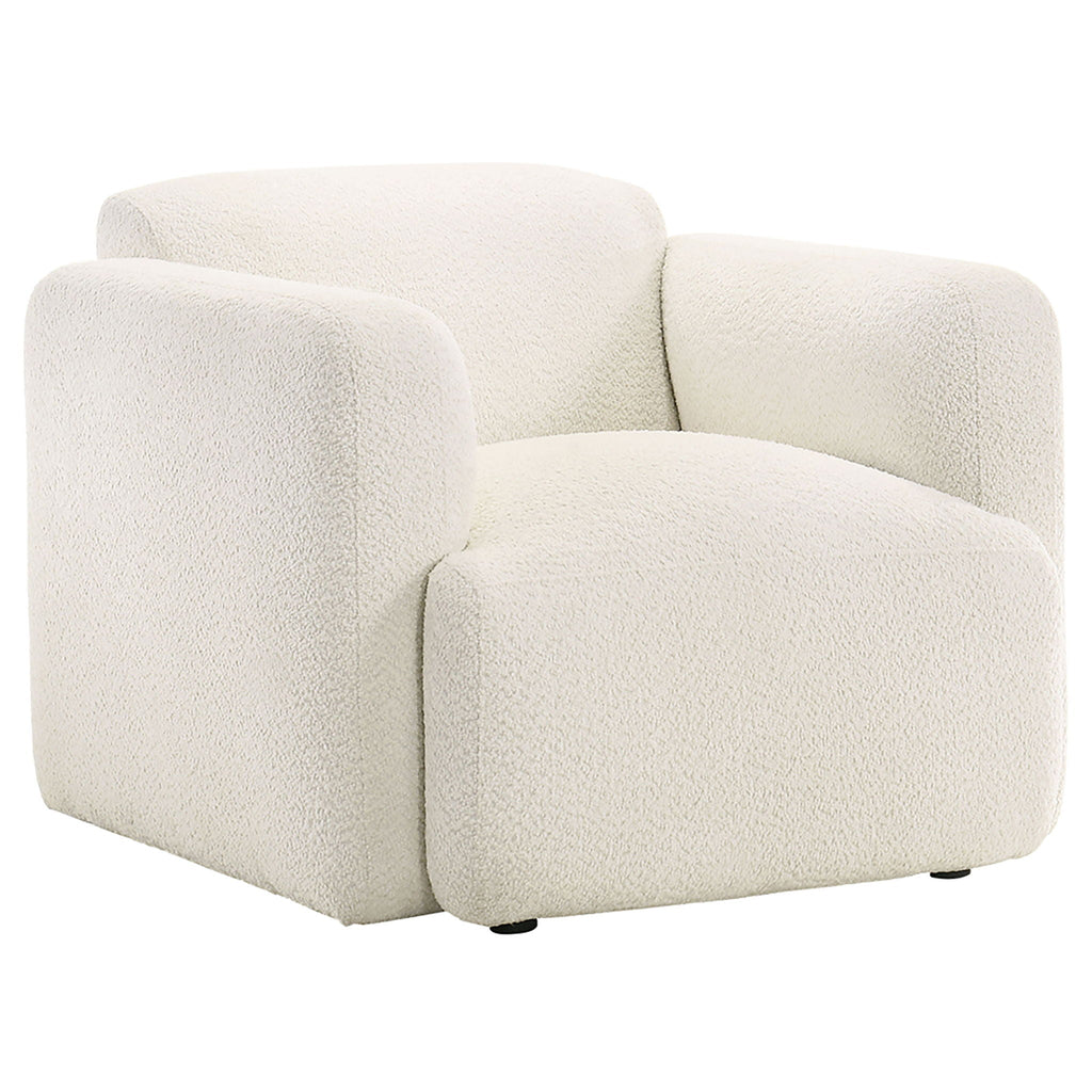 Dorset Fabric Upholstered Round Track Arm Accent Chair White