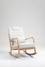 Rocking Chair Upholstered Fabric Rocking Armchair Indoor with High Backrest Glider Chairs and Lumbar Pillow for Living Room