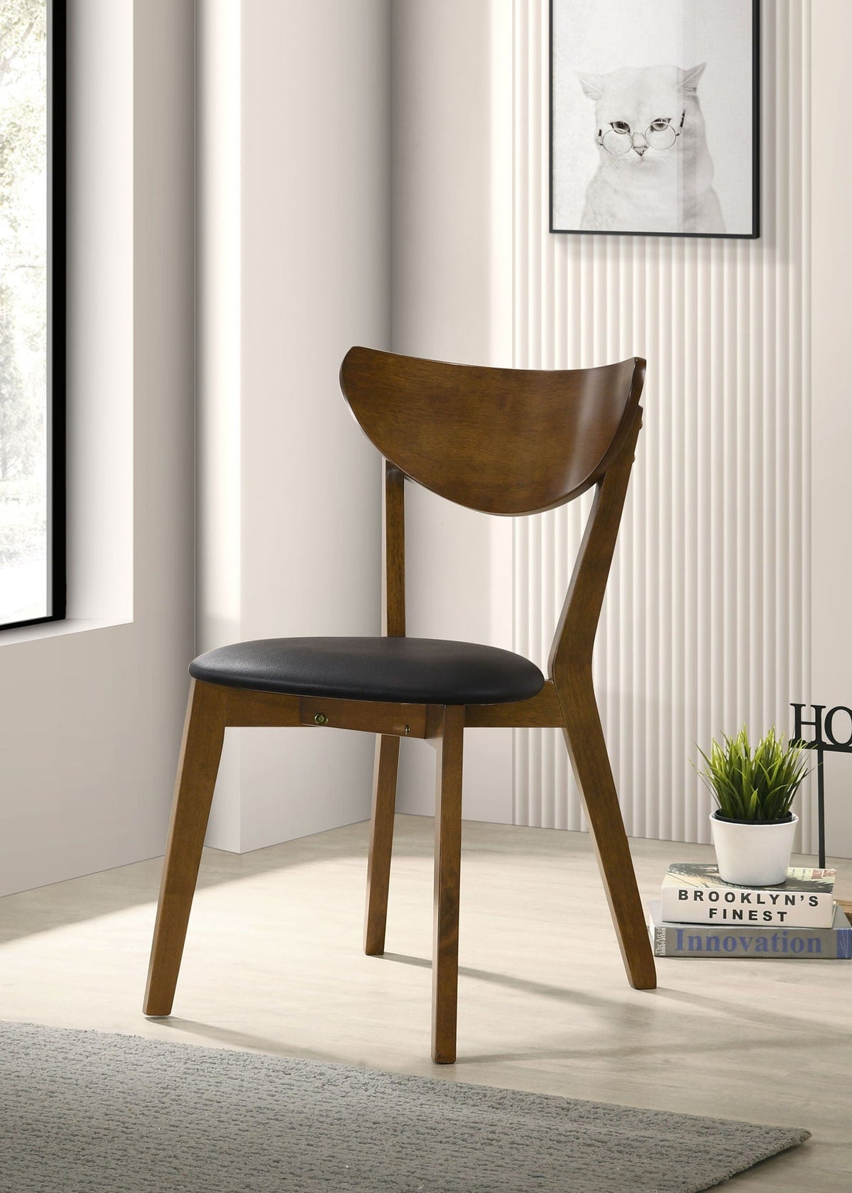 Jedda Wood Dining Side Chair Dark Walnut (Set of 2)