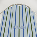 Striped 'SPLASH' Shower Curtain — Coastal Blue & Olive Bath Curtain