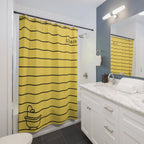 Le Bain Yellow Striped Shower Curtain — Minimalist French Bath Decor